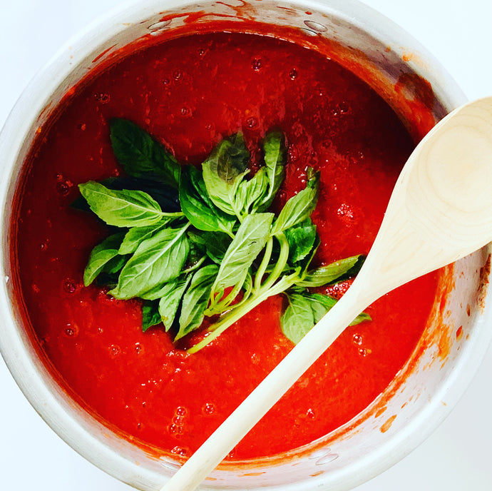 Slow Cooked Tomato Sauce with Fresh Basil