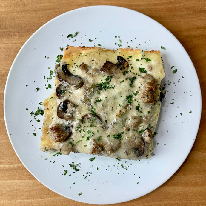 Specialty Lasagna: Funghi & Salsiccia with Truffle Oil