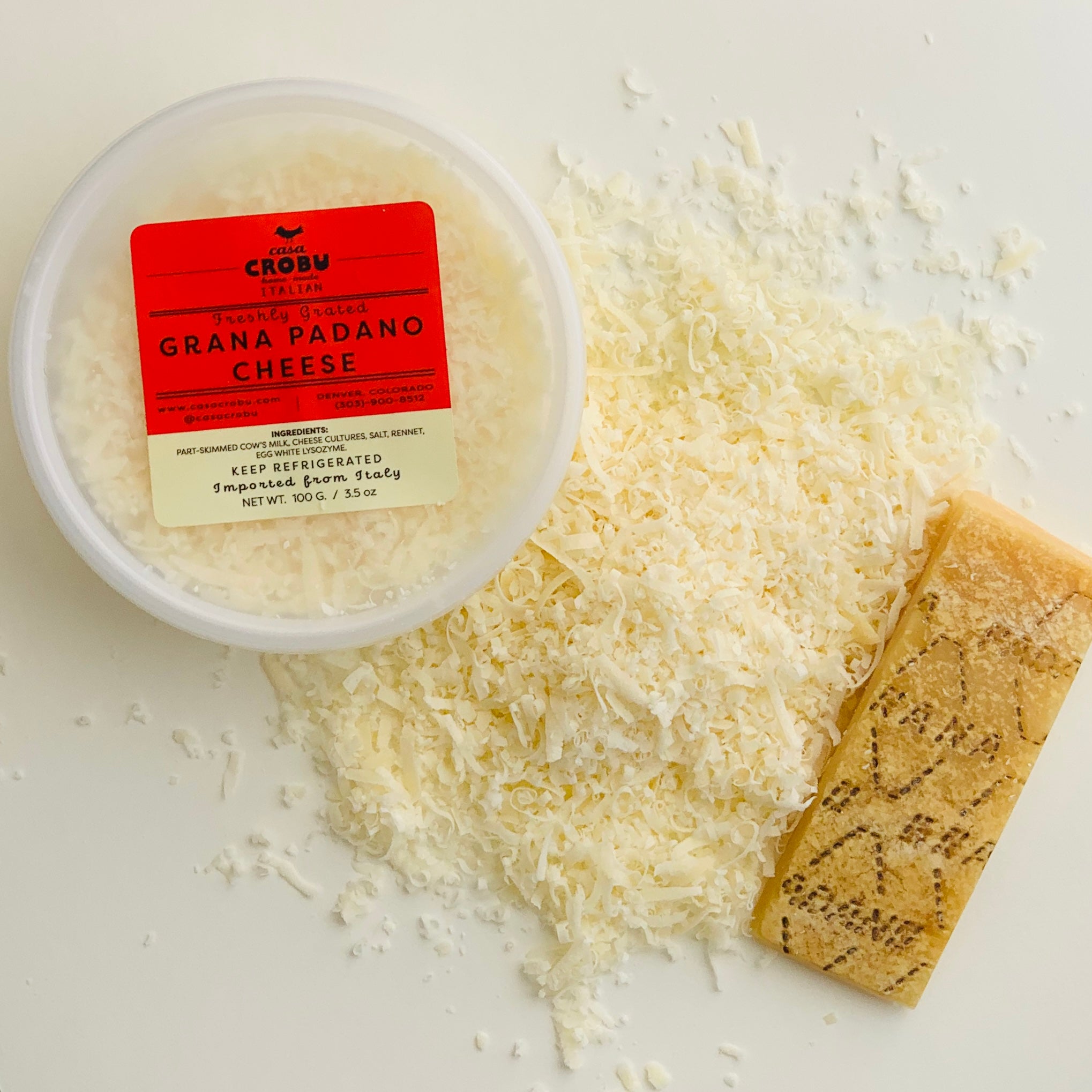 Grated Grana Cheese- Casa – Padano Crobu Freshly
